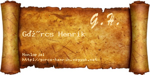 Görcs Henrik névjegykártya